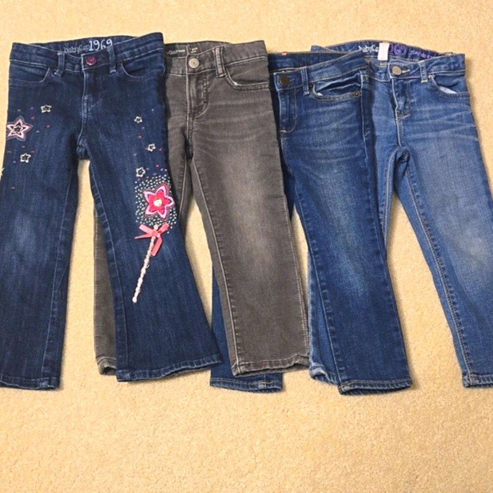 Gap Kids 3T jeans: cute boot stars, gray slim fit, skinny fit, playdate straight